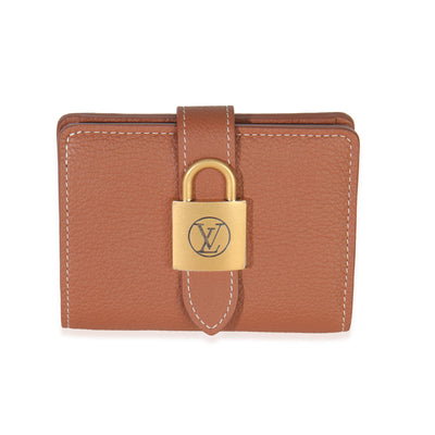 Cognac Smooth Calfskin Low Key Compact Wallet