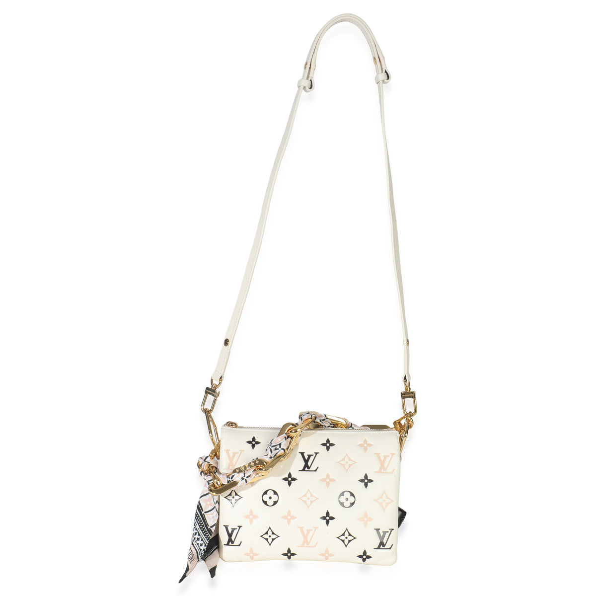 Louis Vuitton Beige Lambskin Embossed Monogram Tricolor By The Pool Coussin BB Handbag av