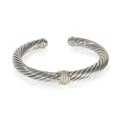 David Yurman Yellow Gold & Sterling Silver  Cable Classic Single Station Bracele fv