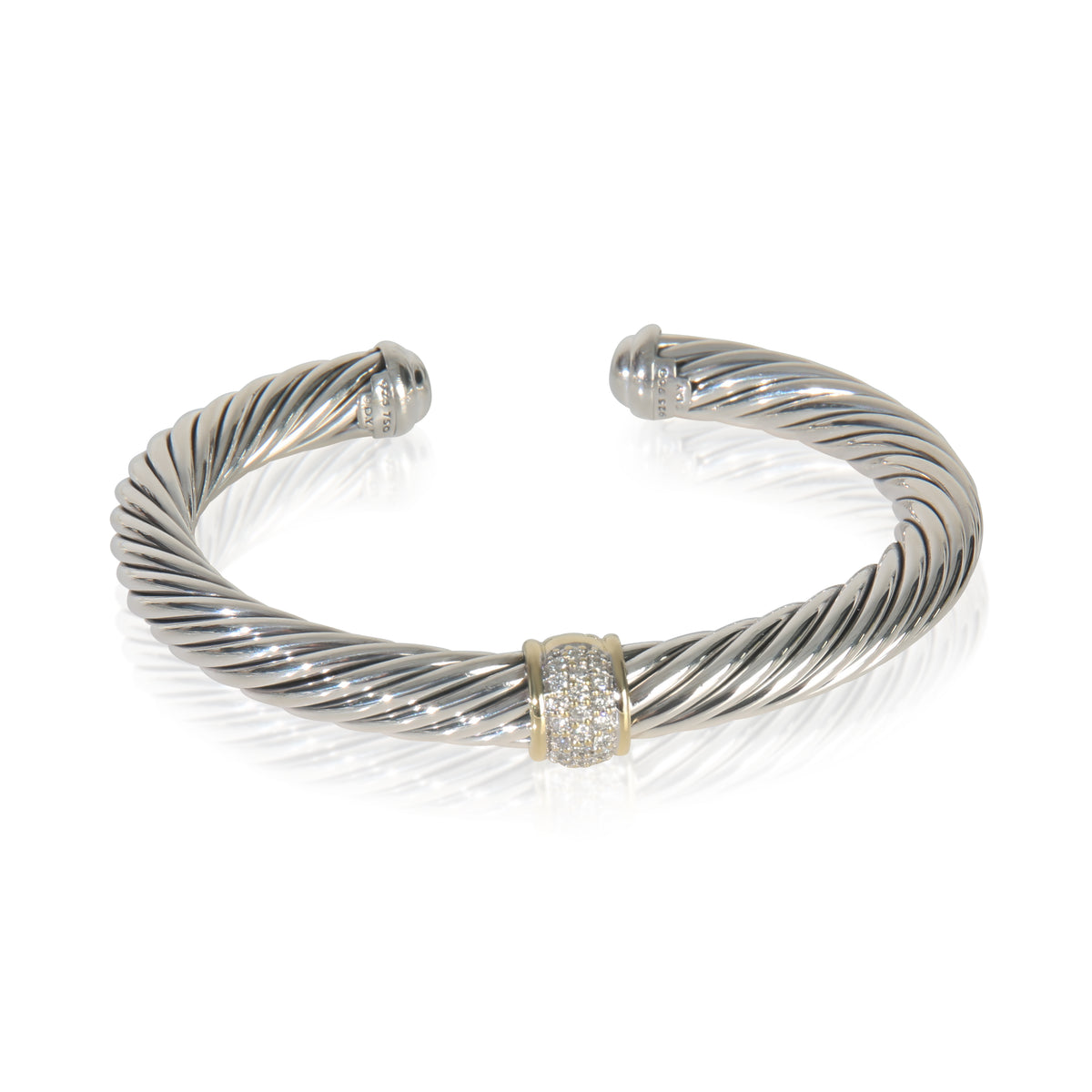 David Yurman Yellow Gold & Sterling Silver  Cable Classic Single Station Bracele fv