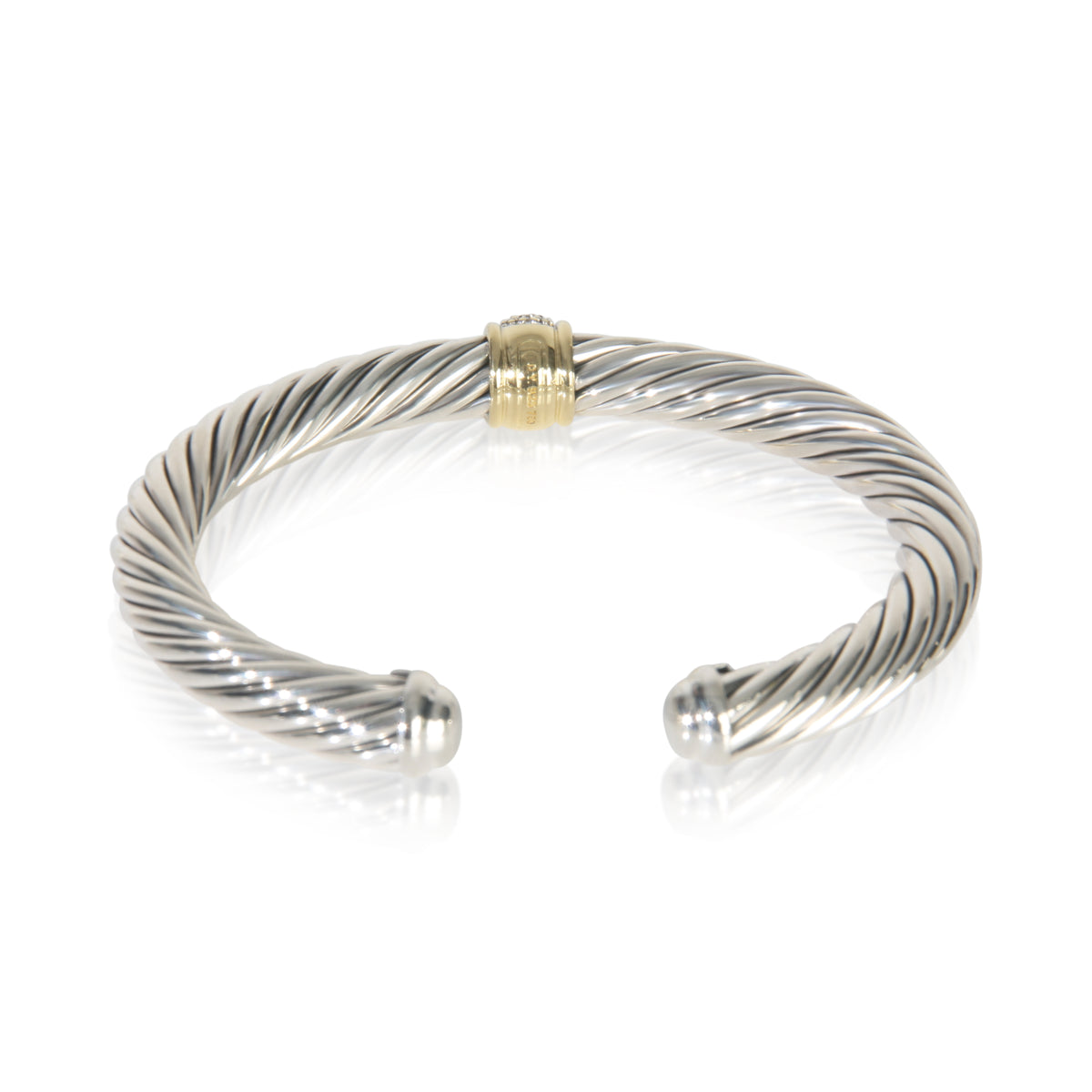 David Yurman Yellow Gold & Sterling Silver  Cable Classic Single Station Bracele pv