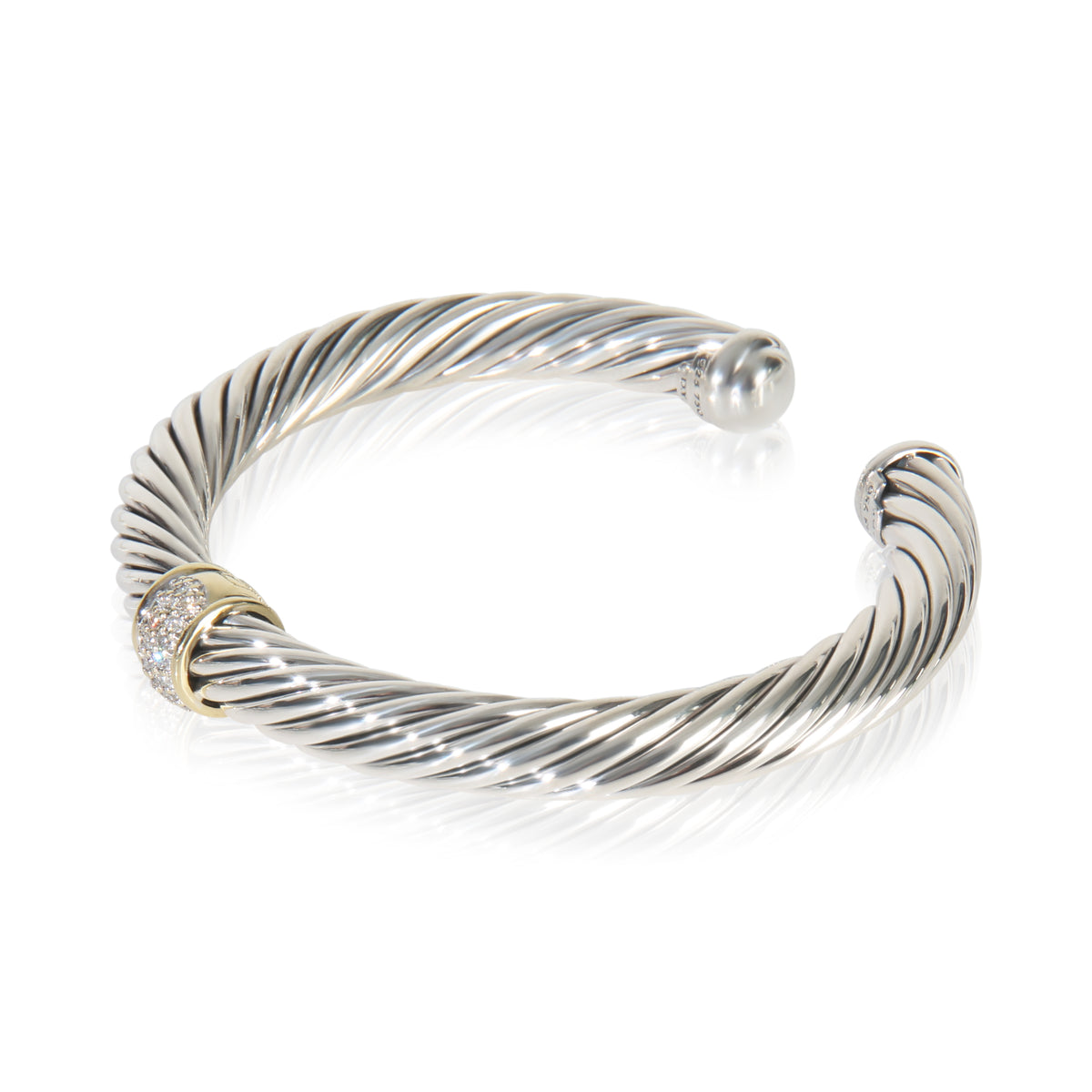 David Yurman Yellow Gold & Sterling Silver  Cable Classic Single Station Bracele sv