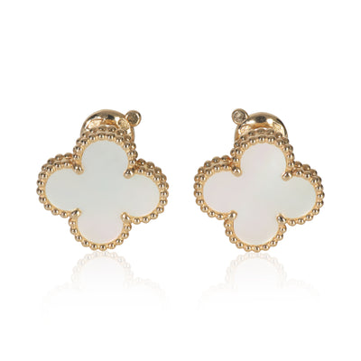 Yellow Gold Mother Of Pearl Vintage Alhambra Earrings