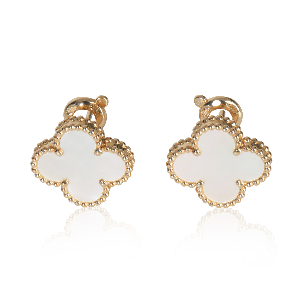 Yellow Gold Mother Of Pearl Vintage Alhambra Earrings