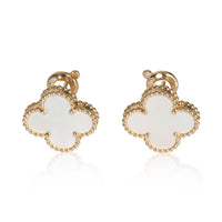 Yellow Gold Mother Of Pearl Vintage Alhambra Earrings