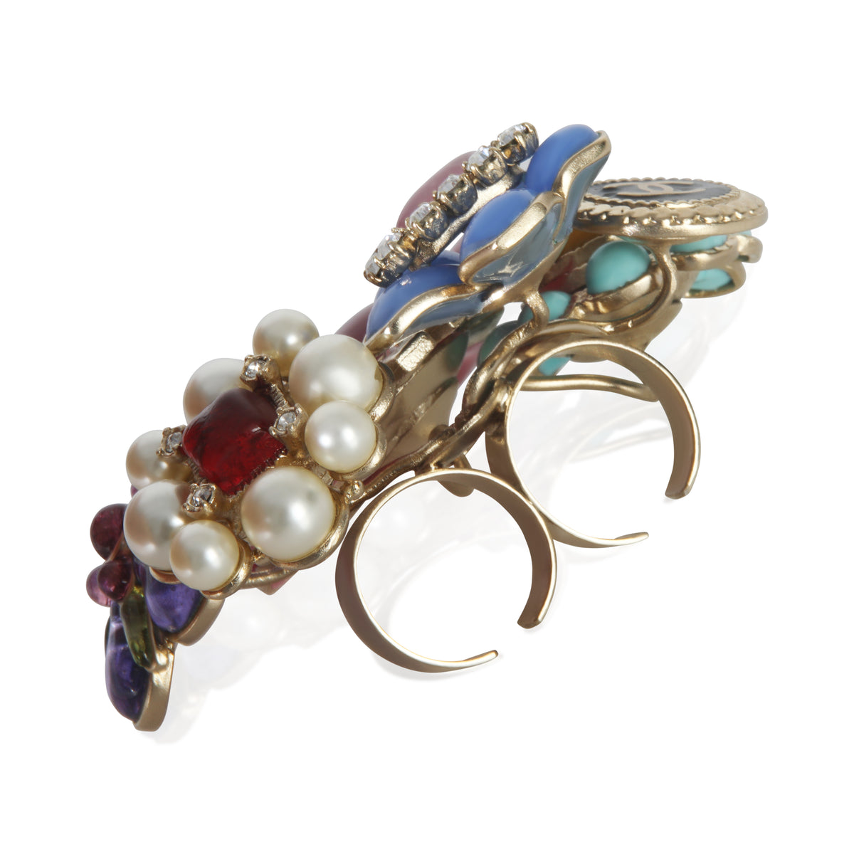 Gold-Plated  2009 Gripoix Double Finger Ring