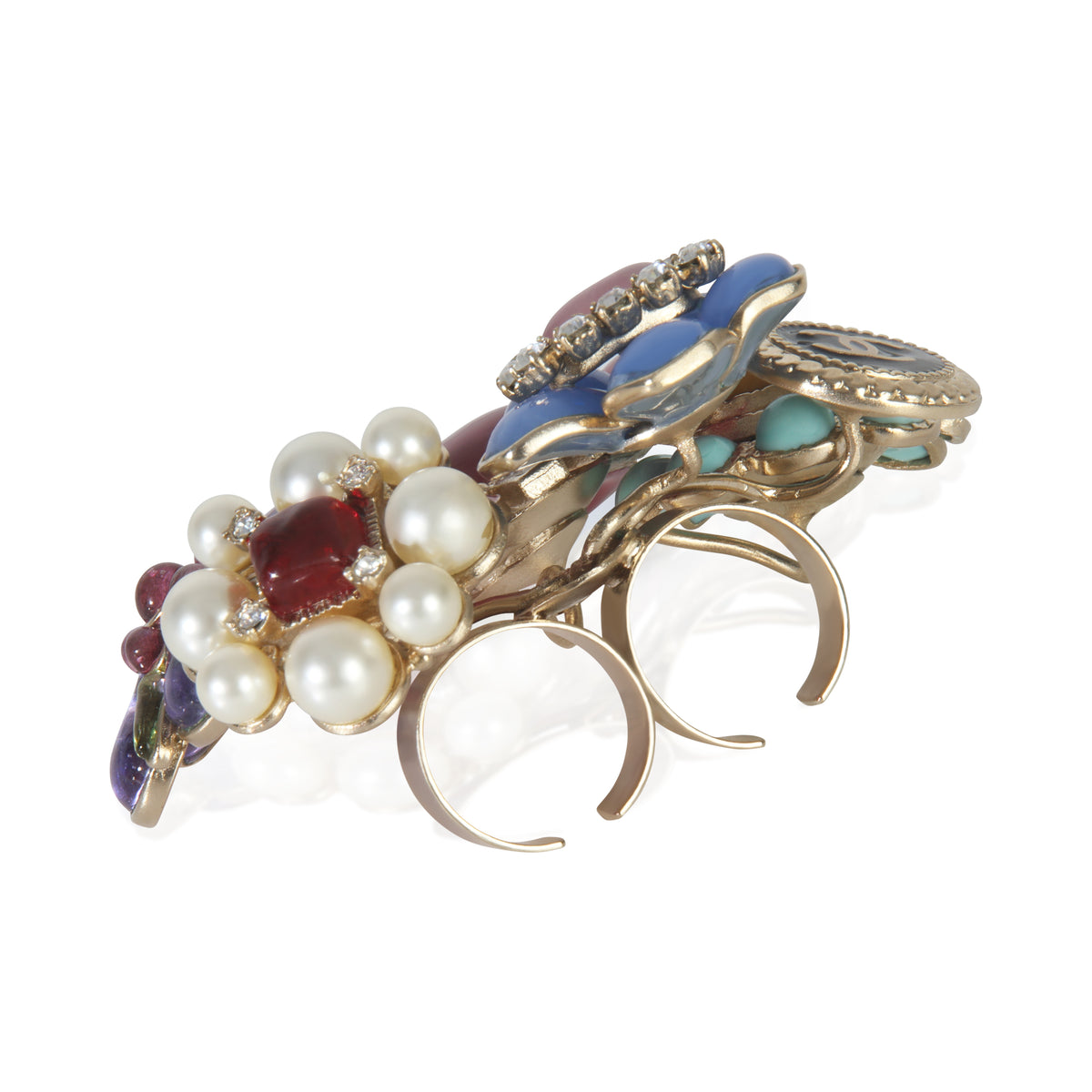 Gold-Plated  2009 Gripoix Double Finger Ring