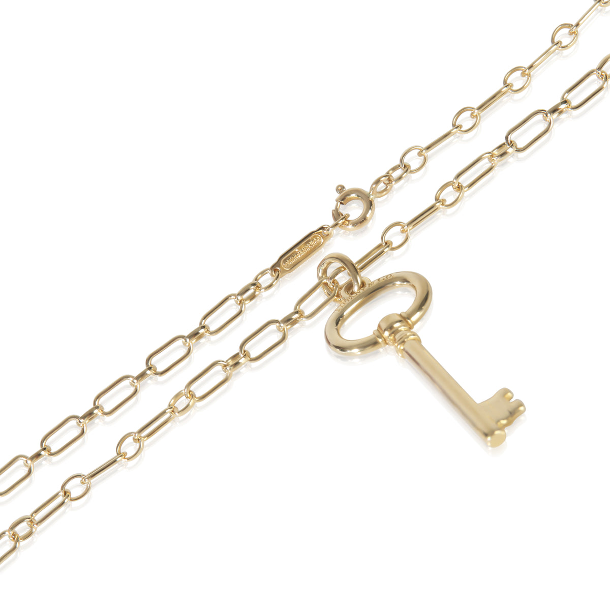 Yellow Gold  Oval Key Necklace