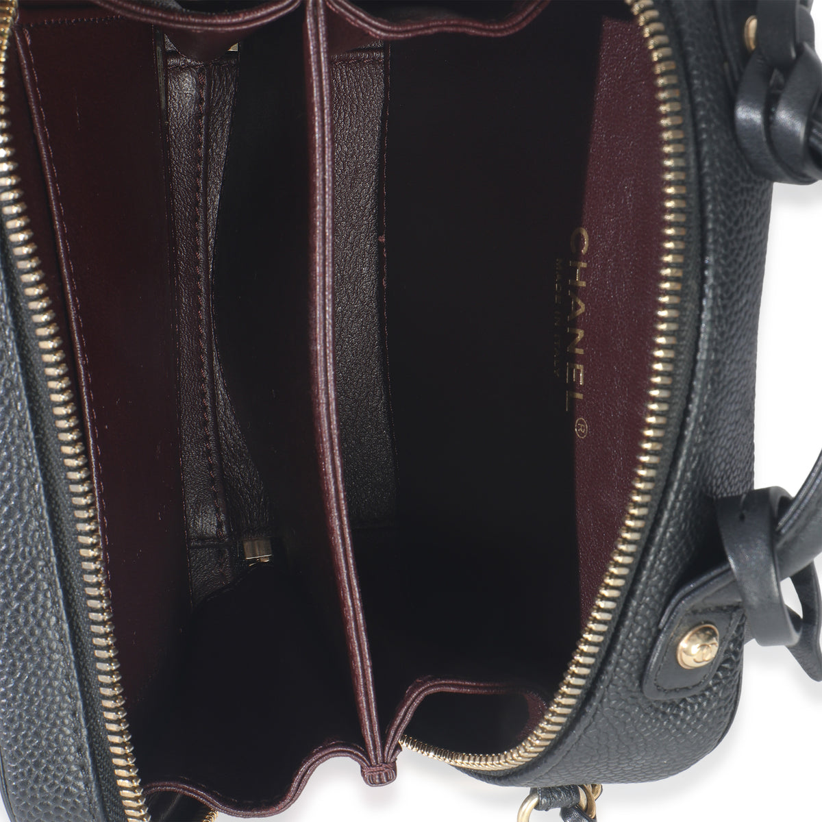 Black Quilted Caviar Small CC Filigree Vanity Case