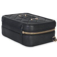 Black Quilted Caviar Small CC Filigree Vanity Case