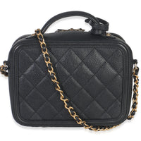 Black Quilted Caviar Small CC Filigree Vanity Case