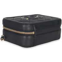 Black Quilted Caviar Small CC Filigree Vanity Case