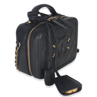 Black Quilted Caviar Small CC Filigree Vanity Case