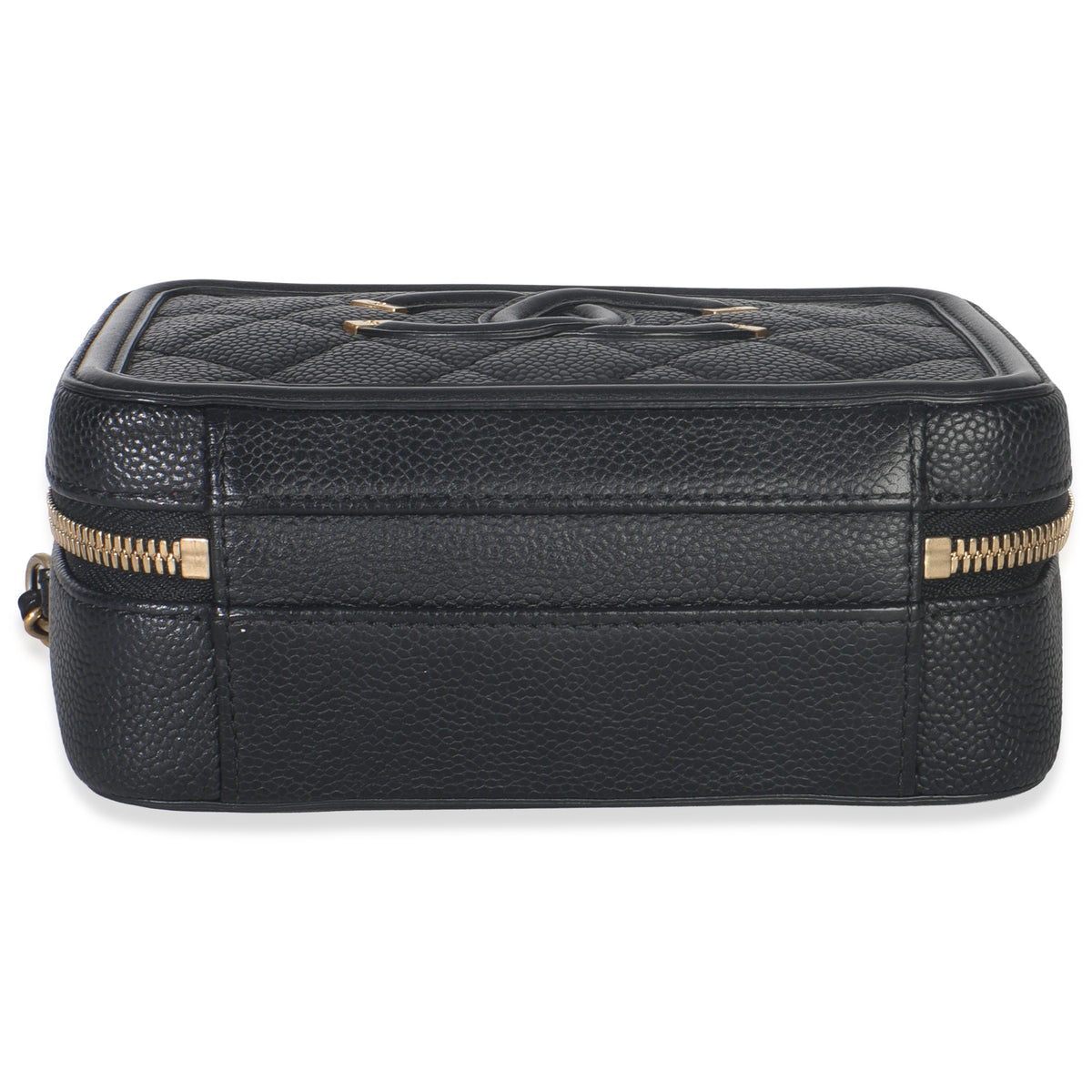 Black Quilted Caviar Small CC Filigree Vanity Case