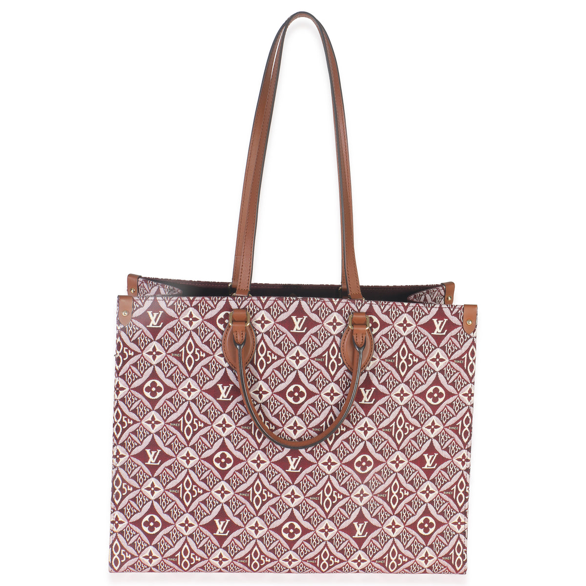 Louis Vuitton Bordeaux Jacquard Canvas Since 1854 Onthego GM Handbag av