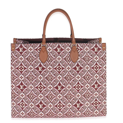 Louis Vuitton Bordeaux Jacquard Canvas Since 1854 Onthego GM Handbag fv