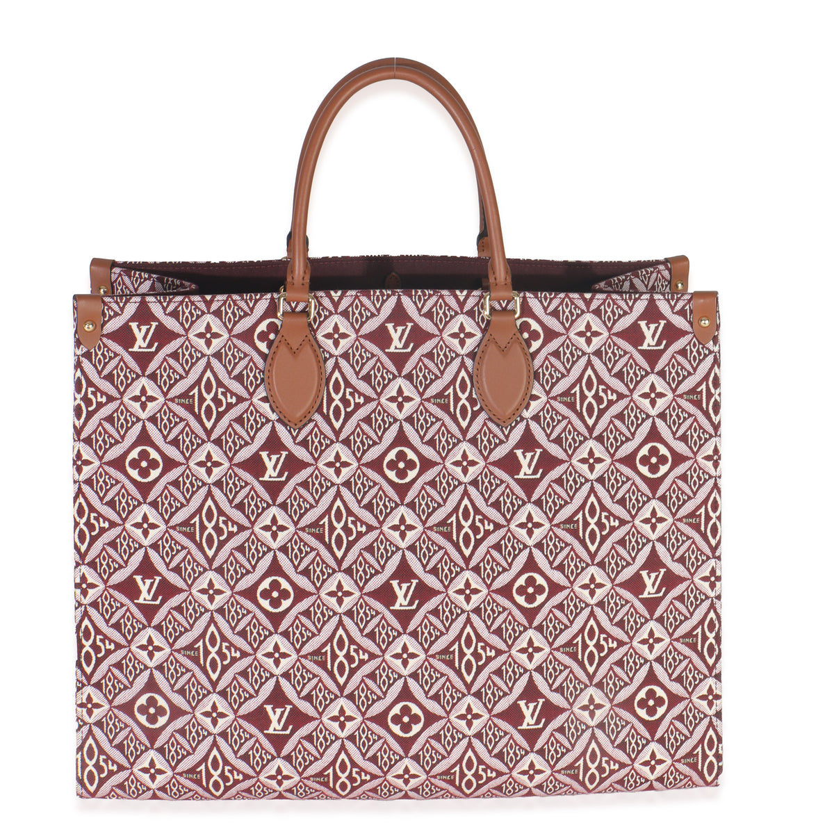 Louis Vuitton Bordeaux Jacquard Canvas Since 1854 Onthego GM Handbag fv