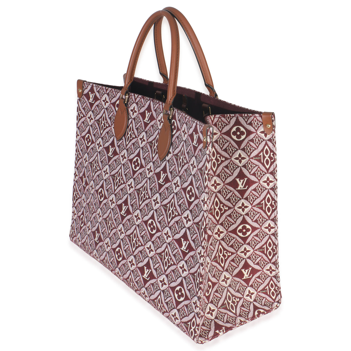Louis Vuitton Bordeaux Jacquard Canvas Since 1854 Onthego GM Handbag sv