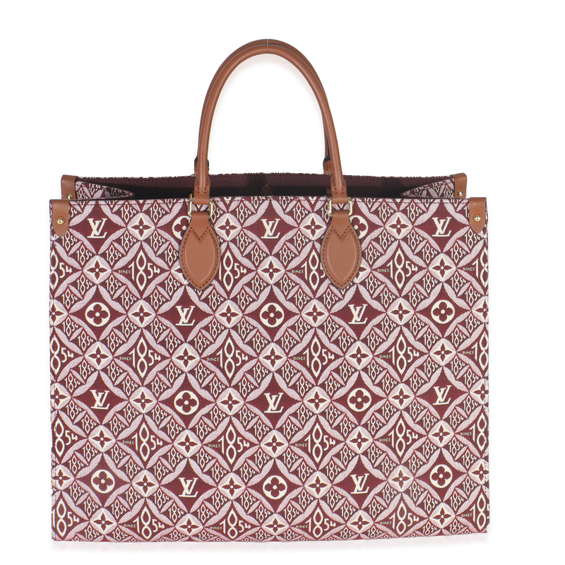 Louis Vuitton Bordeaux Jacquard Canvas Since 1854 Onthego GM Handbag fv