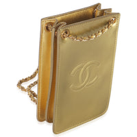 Chanel Gold Patent CC Phone Holder Crossbody Handbag pv