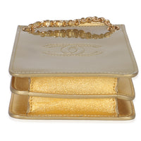 Chanel Gold Patent CC Phone Holder Crossbody Handbag stamp