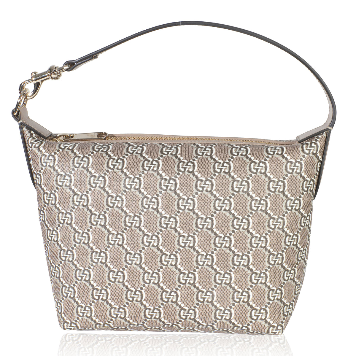 Gucci Taupe GG Shadow Monogram Canvas Super Mini Ophidia Shoulder Bag Handbag fv