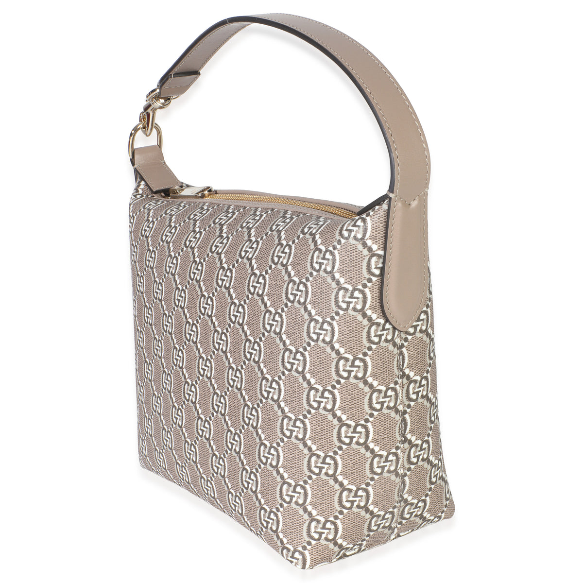 Gucci Taupe GG Shadow Monogram Canvas Super Mini Ophidia Shoulder Bag Handbag sv