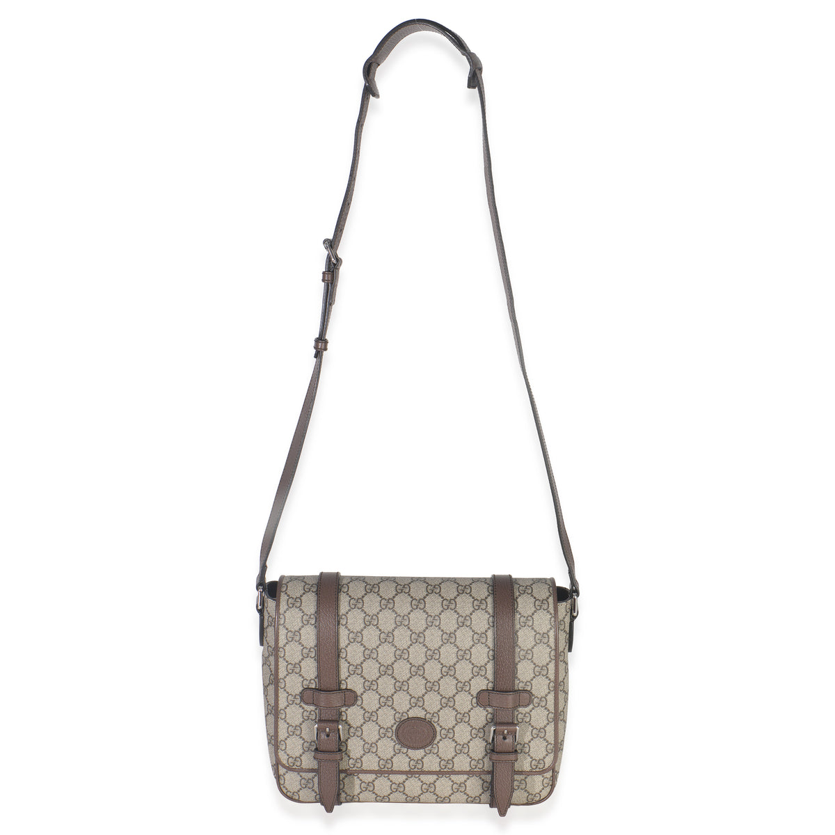 Gucci Beige GG Supreme Canvas Calfskin Retro Interlocking G Messenger Bag Handbag av