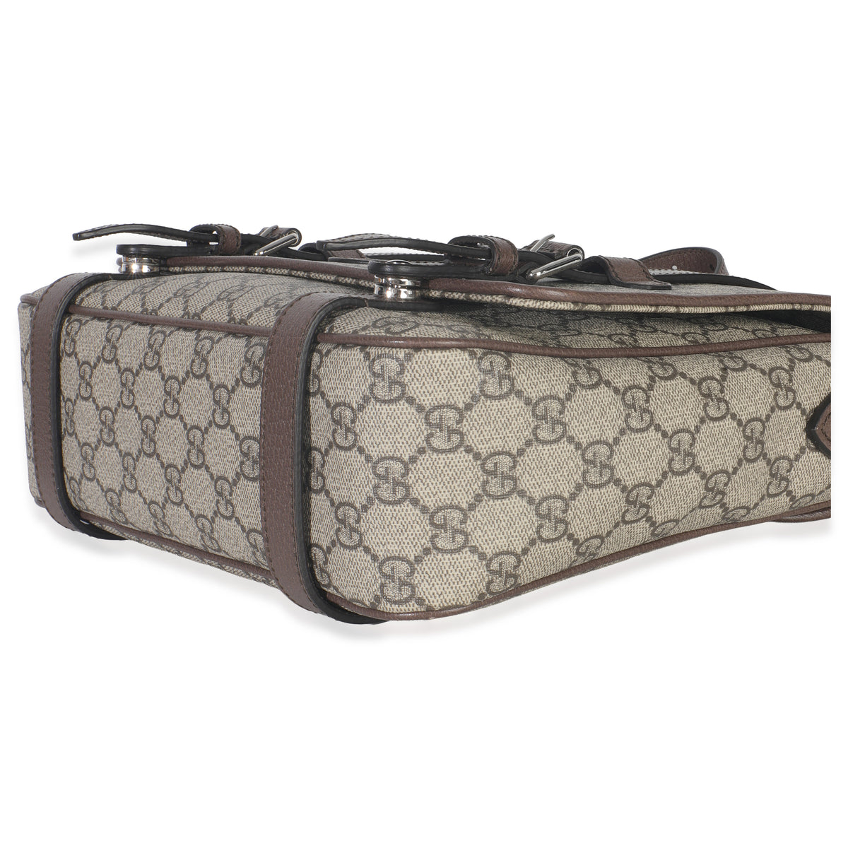 Gucci Beige GG Supreme Canvas Calfskin Retro Interlocking G Messenger Bag Handbag box