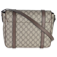 Gucci Beige GG Supreme Canvas Calfskin Retro Interlocking G Messenger Bag Handbag bv