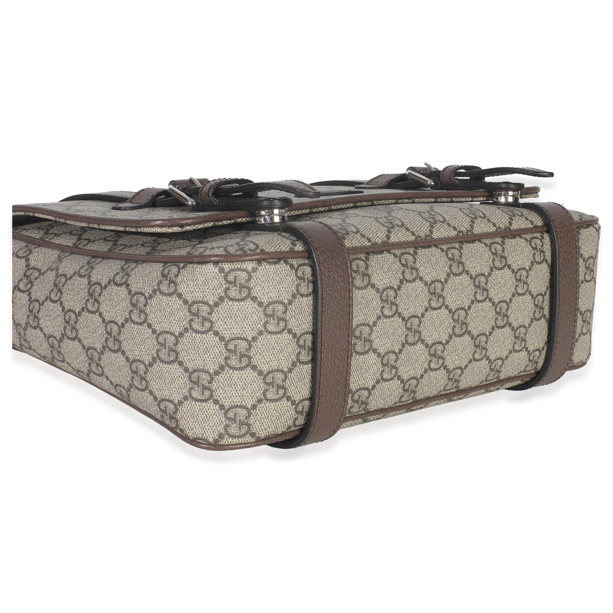 Gucci Beige GG Supreme Canvas Calfskin Retro Interlocking G Messenger Bag Handbag clasp