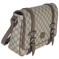 Gucci Beige GG Supreme Canvas Calfskin Retro Interlocking G Messenger Bag Handbag pv