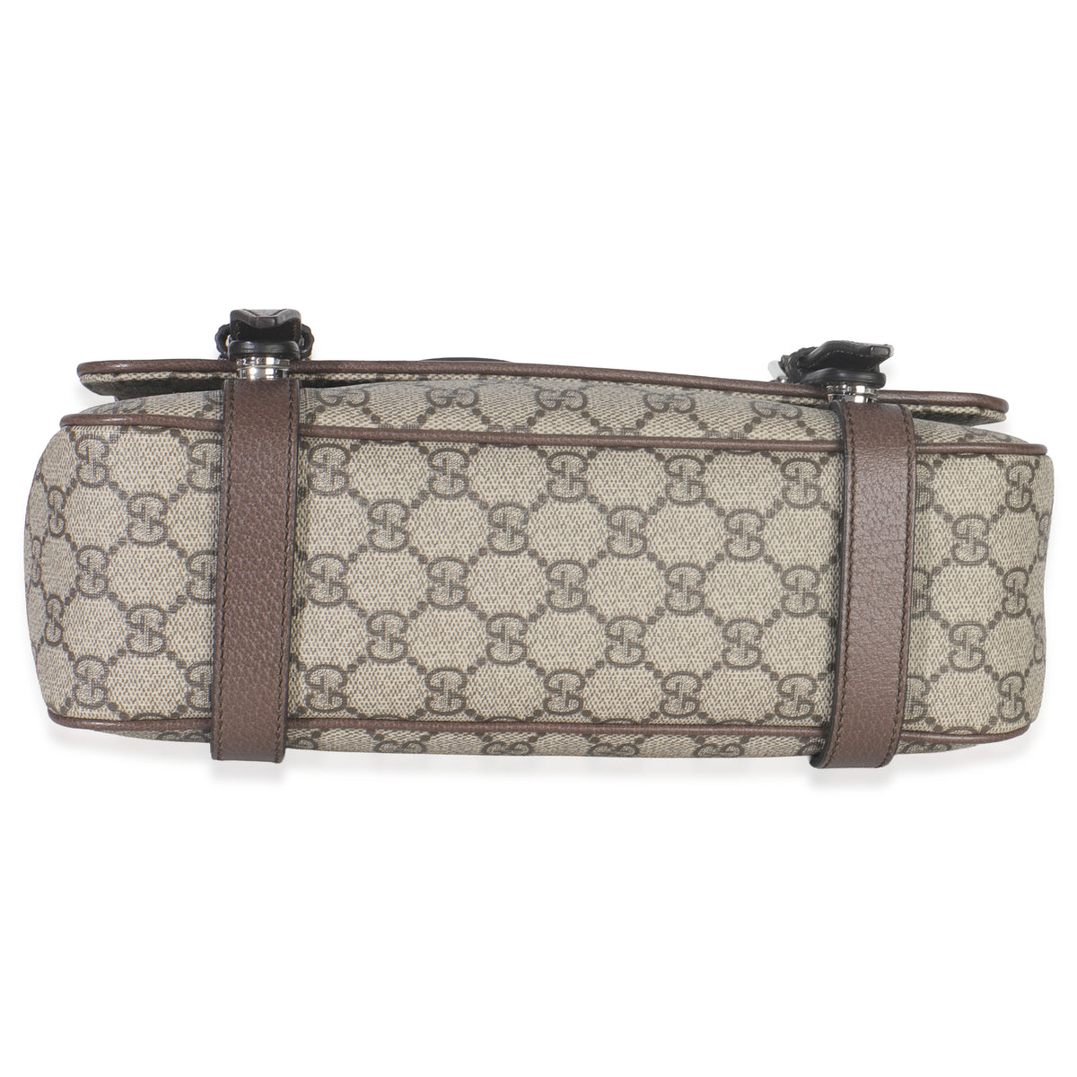 Gucci Beige GG Supreme Canvas Calfskin Retro Interlocking G Messenger Bag Handbag stamp
