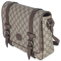 Gucci Beige GG Supreme Canvas Calfskin Retro Interlocking G Messenger Bag Handbag sv