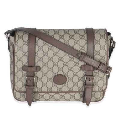 Beige GG Supreme Canvas Calfskin Retro Interlocking G Messenger Bag