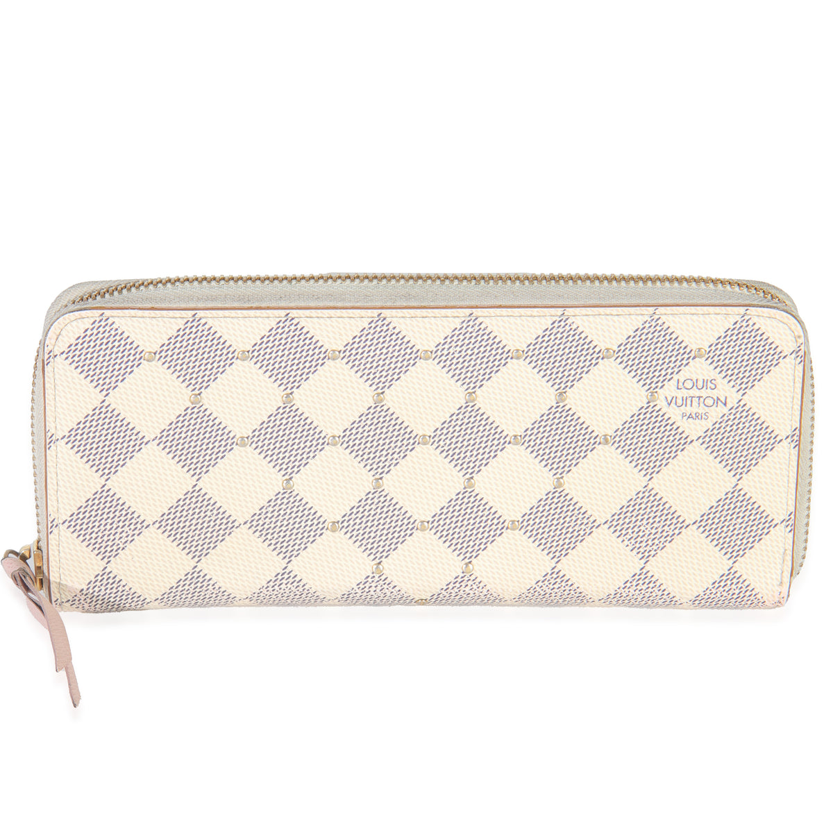 Studded Damier Azur Canvas Clemence Wallet