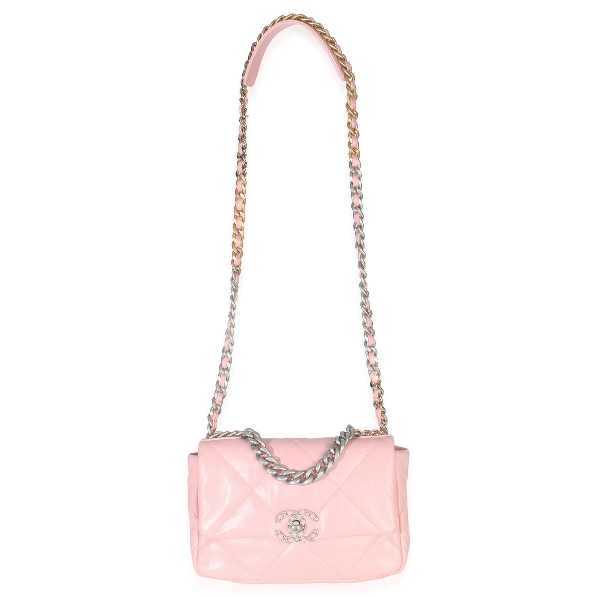 Chanel Light Pink Quilted Lambskin Small  19 Flap Bag Handbag av