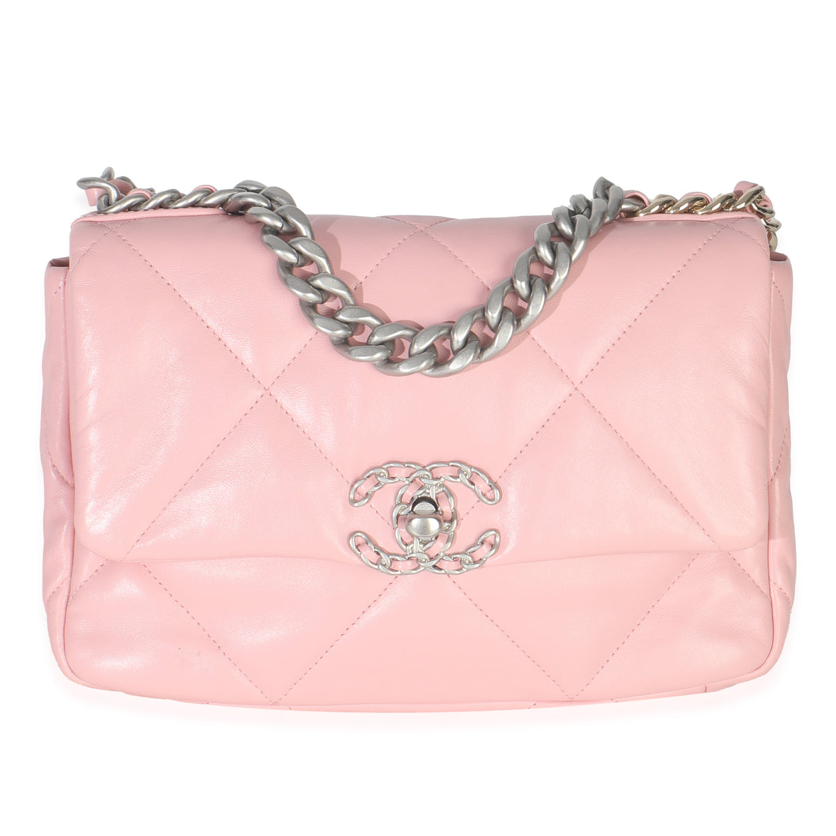 Chanel Light Pink Quilted Lambskin Small  19 Flap Bag Handbag fv