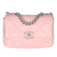 Chanel Light Pink Quilted Lambskin Small  19 Flap Bag Handbag fv