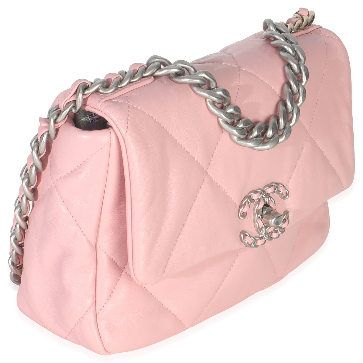 Chanel Light Pink Quilted Lambskin Small  19 Flap Bag Handbag pv