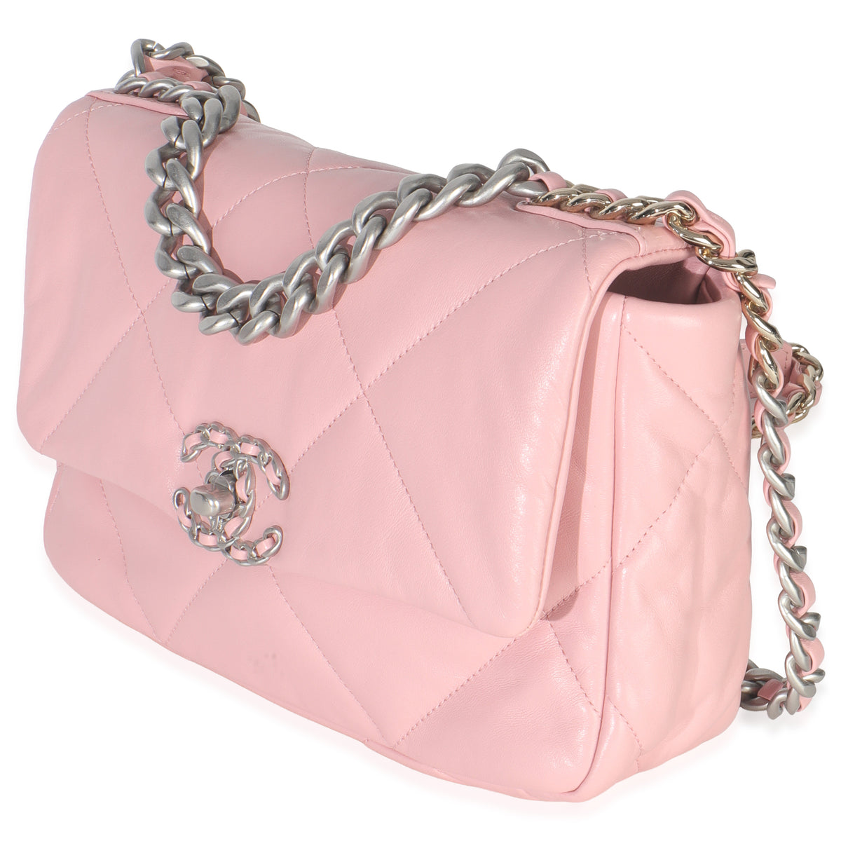 Chanel Light Pink Quilted Lambskin Small  19 Flap Bag Handbag sv