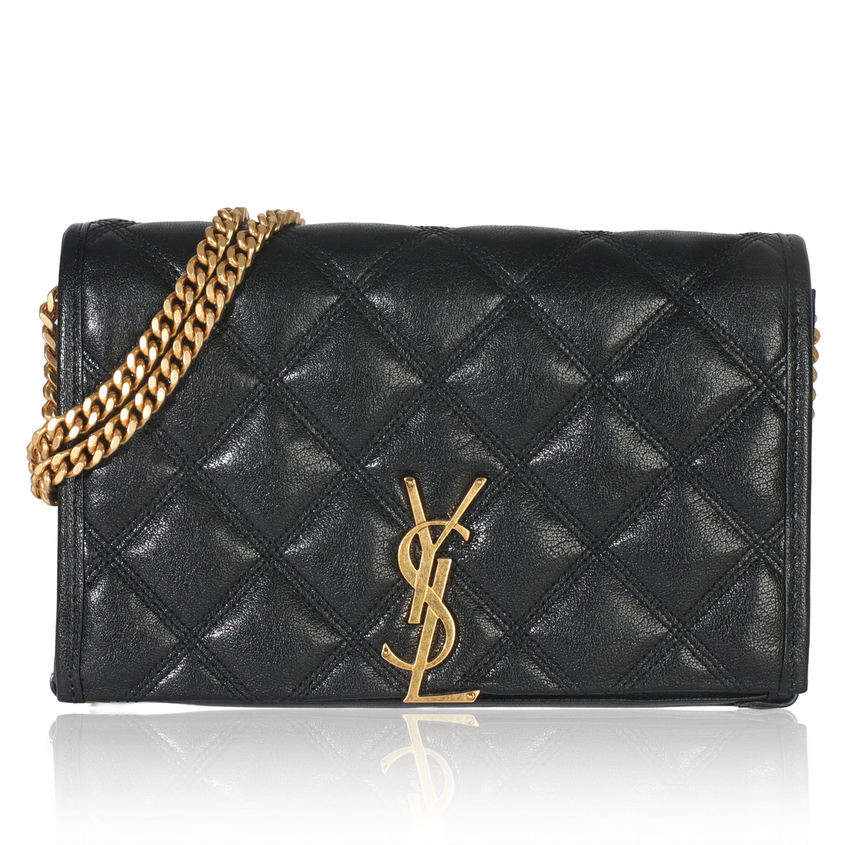 Black Quilted Lambskin Mini Becky Chain Bag