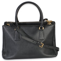 Prada Black Saffiano Small Galleria Double Zip Tote Handbag stamp