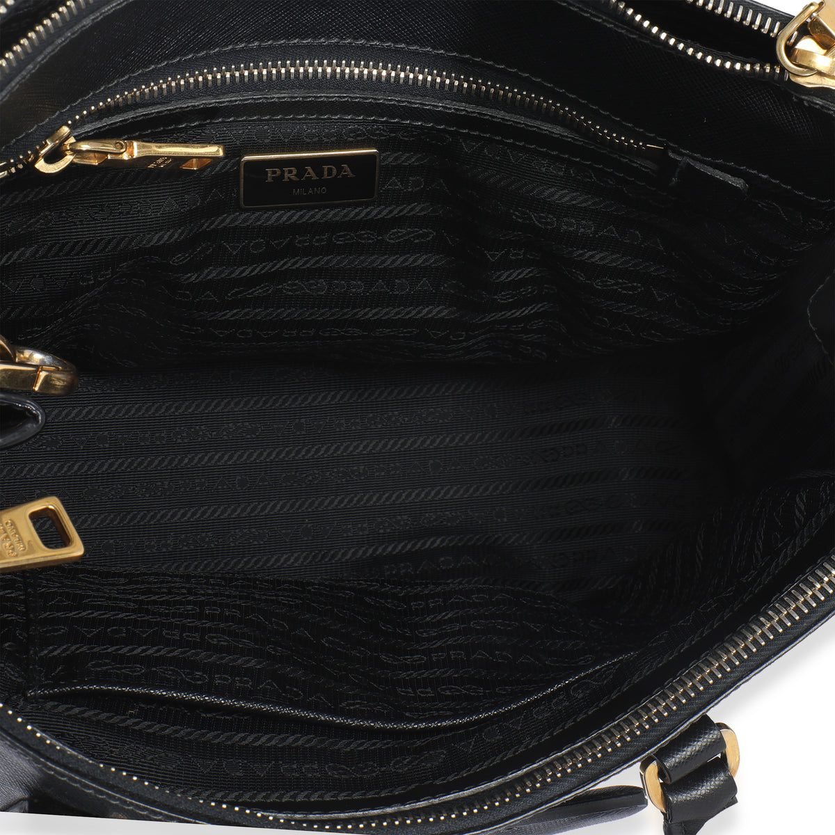Black Saffiano Small Galleria Double Zip Tote