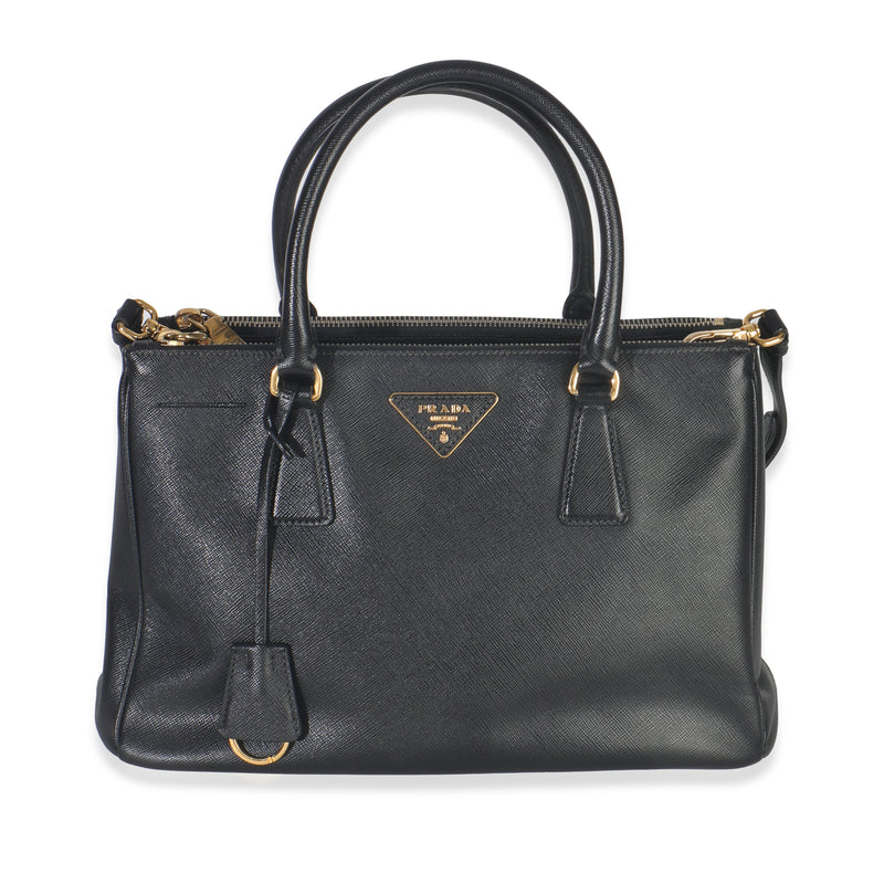 Black Saffiano Small Galleria Double Zip Tote