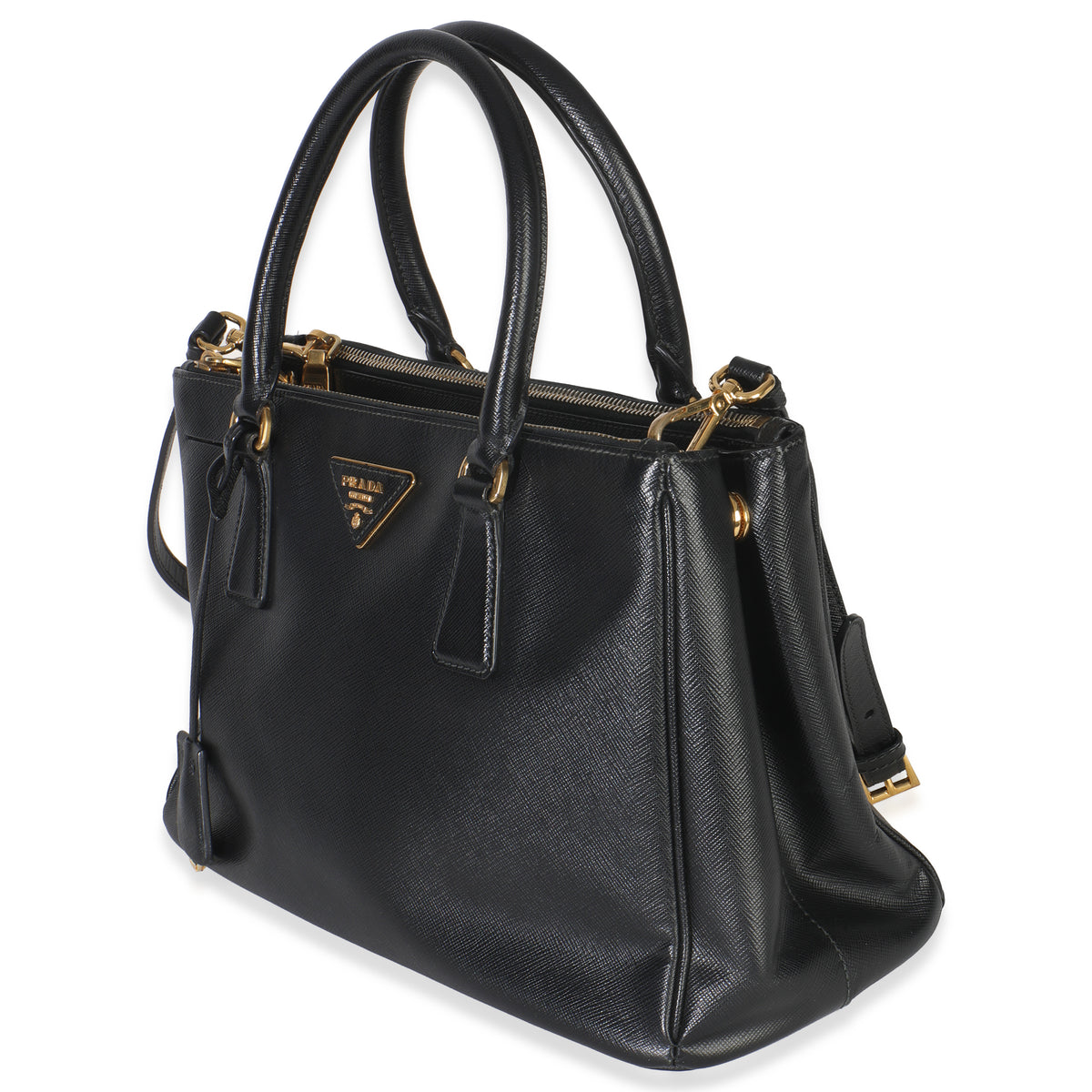 Black Saffiano Small Galleria Double Zip Tote