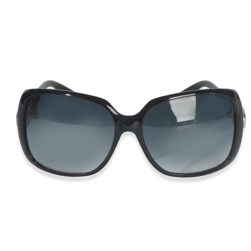 Black Acetate GG Web Oversized Rectangle Lens Sunglasses