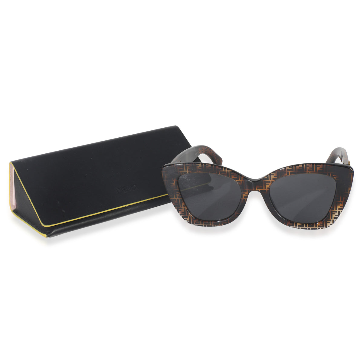 Fendi Brown Tortoise F Is  FF Cat Eye Sunglasses stamp