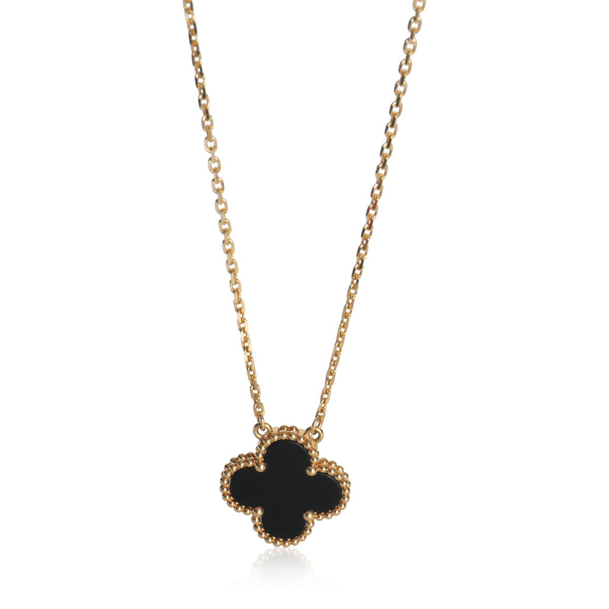 Van Cleef & Arpels Yellow Gold Onyx Vintage Alhambra Pendant fv