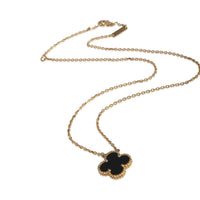Van Cleef & Arpels Yellow Gold Onyx Vintage Alhambra Pendant bv